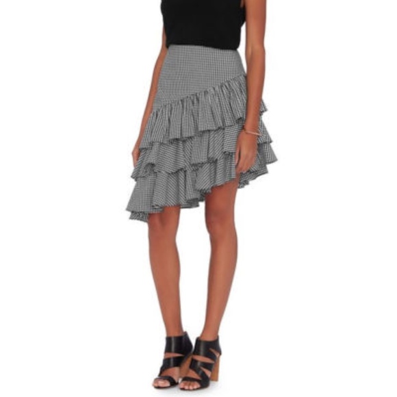 Intermix Marion Ruffle Black White Gingham Skirt - Picture 2 of 8